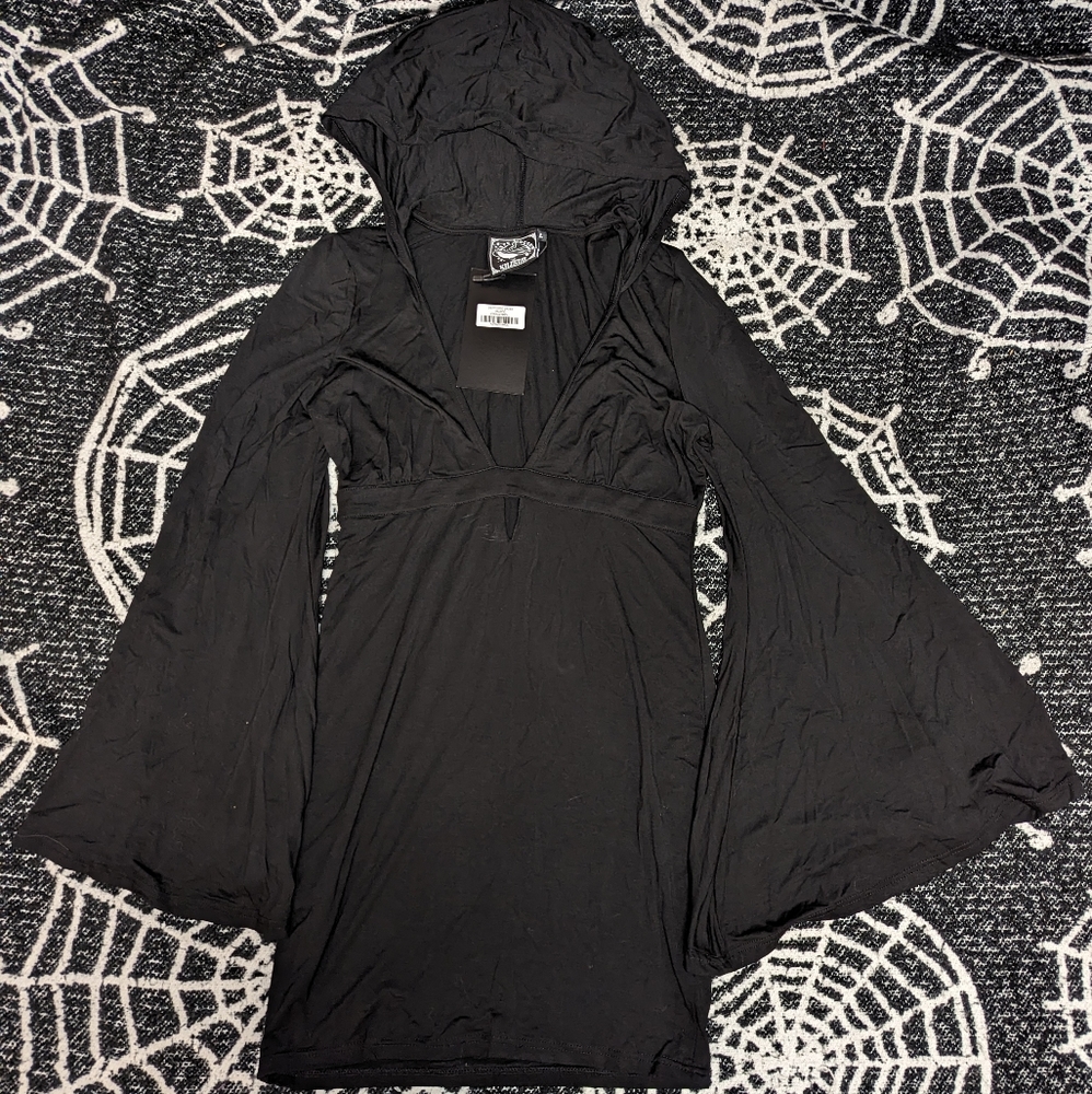 Killstar witchy looking low cut dress with hood